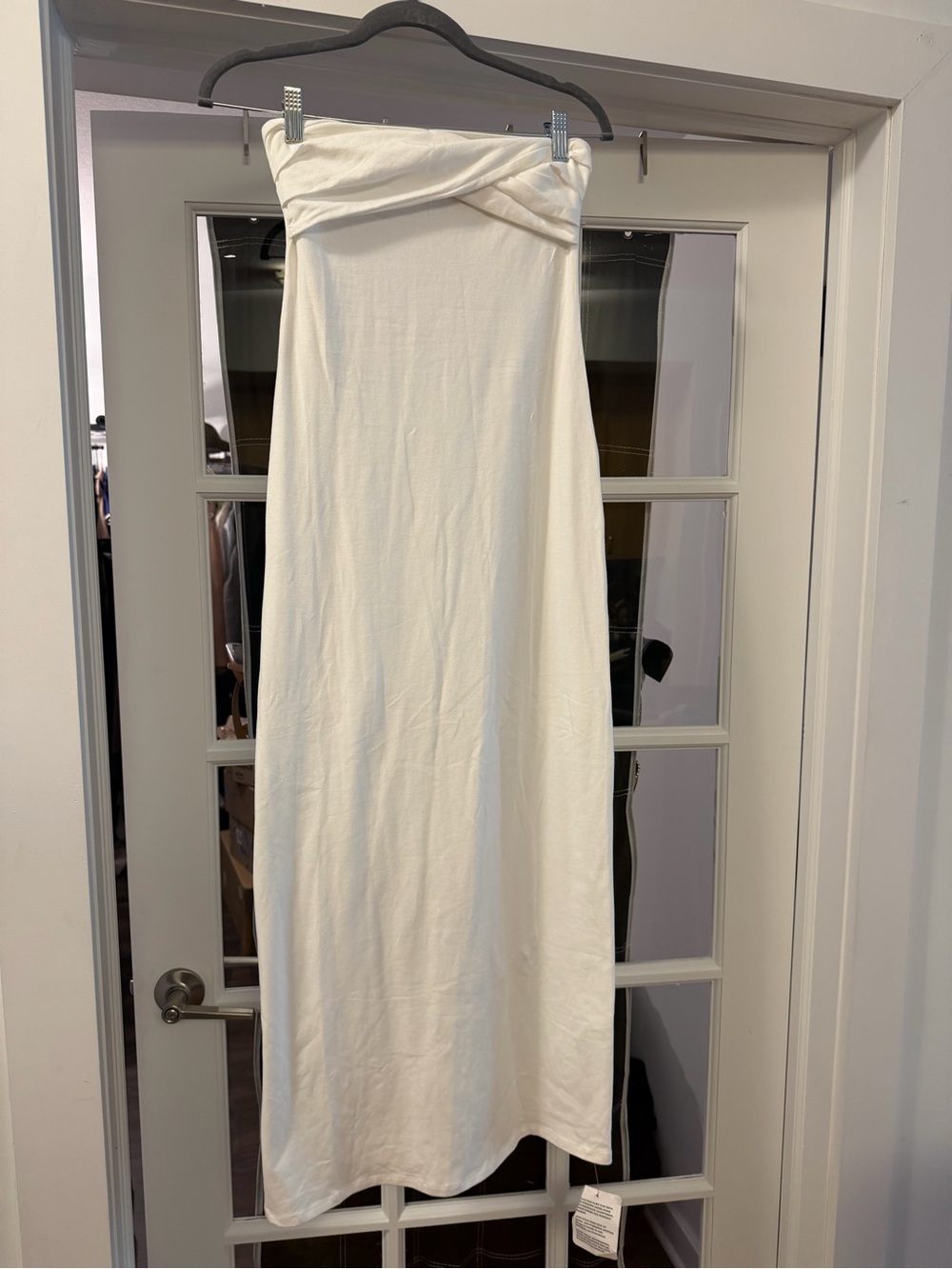 ASOS Strapless Twisted Bandeau Maxi Dress in White